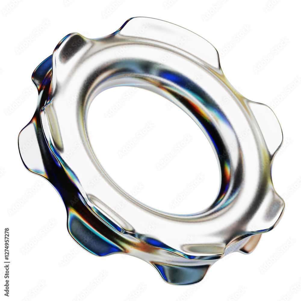 Poster chrome abstract shape 3d icon isolated on the transparent background