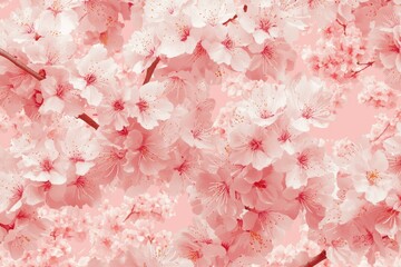 Pink Cherry Blossom Pattern Background, Spring Floral Image, Seamless Texture