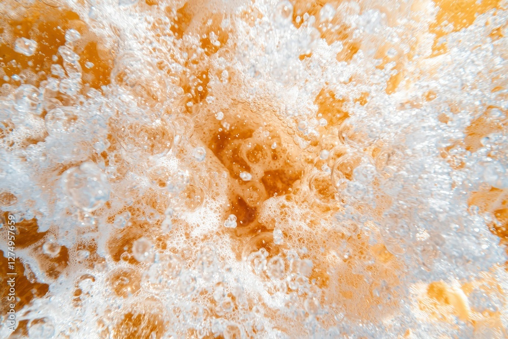 Poster rushing river water cascading with force, creating powerful, dynamic white foam