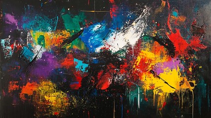Naklejka premium colorful urban abstract with bold splashes on dark background