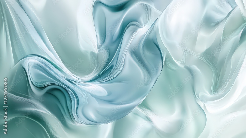 Poster elegant abstract flow: serene teal and white gradient background texture