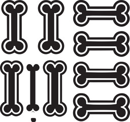 Obraz premium Pets & Animals vector, dog bone vector set, dog bone vector silhouette vector black and white, dog silhouette art
