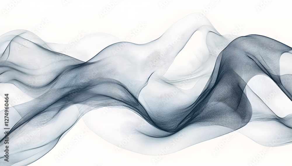 Poster abstract translucent waves flowing across a plain white background
