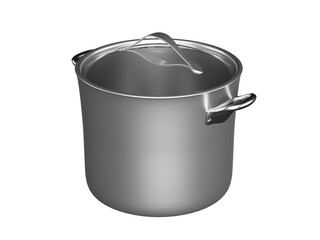 Stainless Steel Stock Pot with Lid isolated on white
