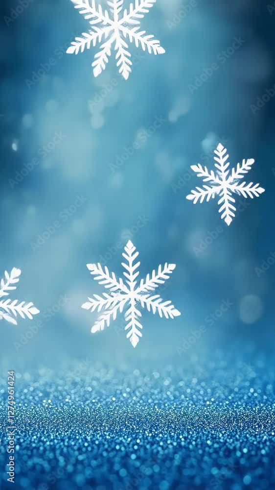 Poster sparkling blue particles twirling on glittering surface with bokeh effect and flying lights for fest