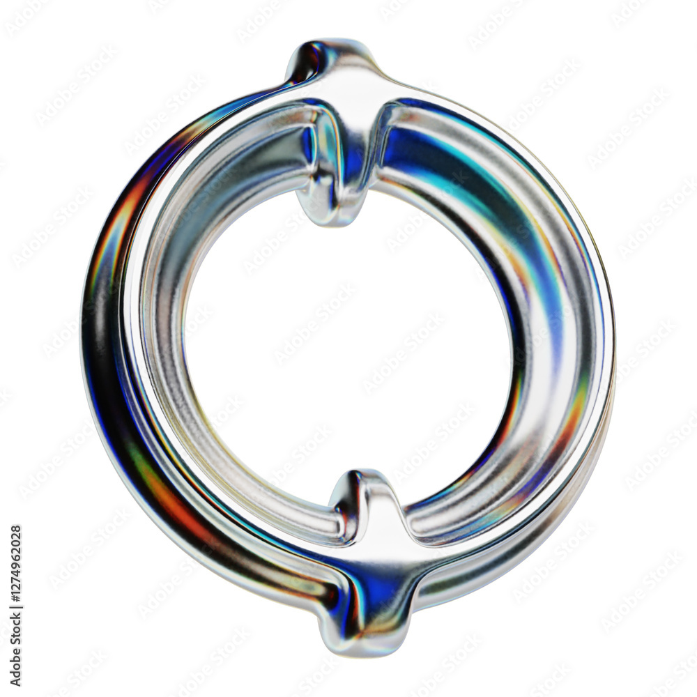 Poster chrome abstract shape 3d icon isolated on the transparent background