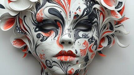 Naklejka premium Intricate Floral Mask Artistic Design