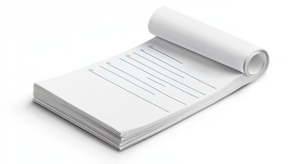 Loose Leaf Notebook with Rolled Top and Perforated Dots on White Background