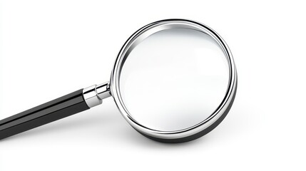 Magnifying Glass on a White Background Tool for Inspection and Zoom
