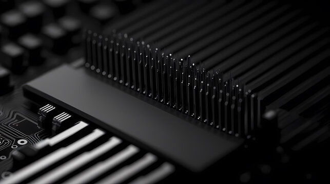 Cooling Fins and Electronic Components on a Circuit Board