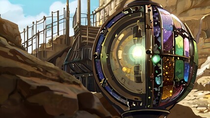 ゲーム背景　謎の救命ポッドがある遺跡風景