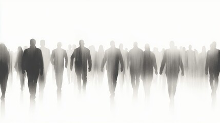 Naklejka premium Silhouettes of People Walking Towards Light