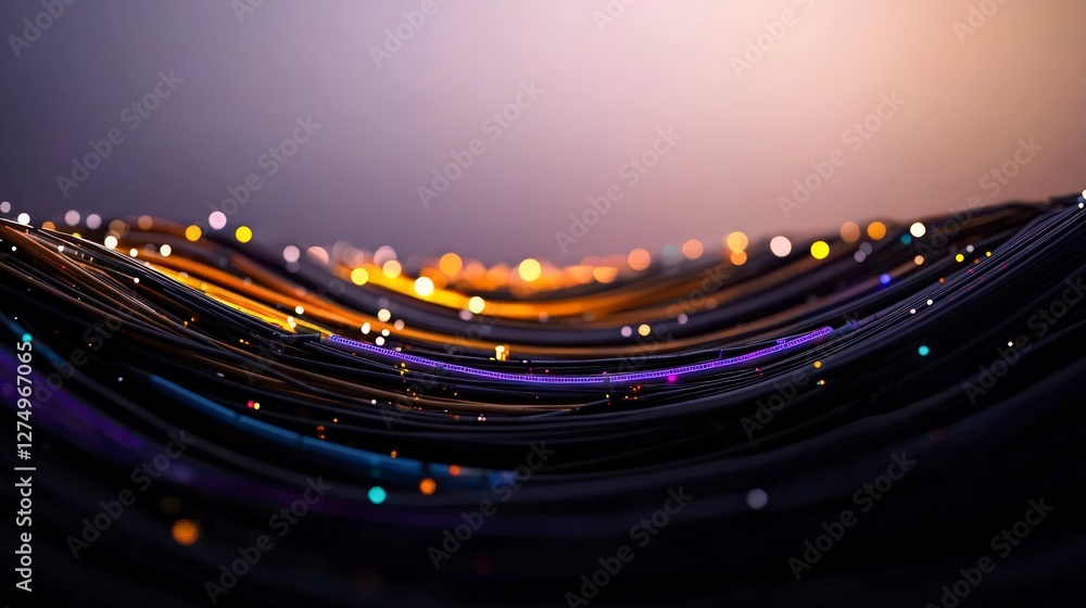 Aufkleber abstract data flow cyber technology network digital wave
