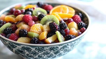 Fresh fruit medley preparation kitchen food photography bright environment close-up view healthy eating concept