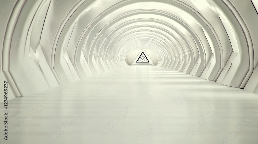 Poster futuristic white corridor abstract architecture sci fi tunnel modern design 3d render
