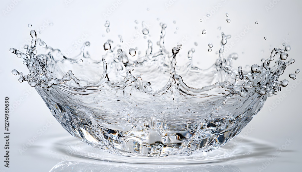 Poster clear water splashing and creating a crown like effect