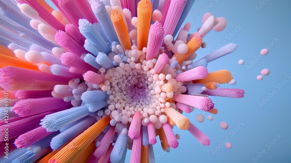 Aufkleber abstract 3d render colorful geometric explosion of pixels digital art fantasy fractal d