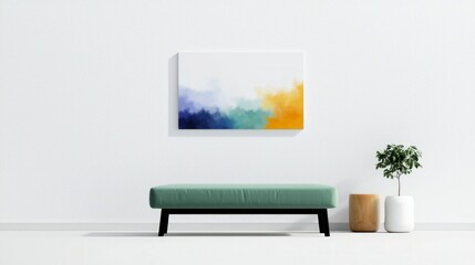 Abstract Blue Yellow Green Canvas Art Print  Modern Minimalist Home Decor  Wall Art  Inter