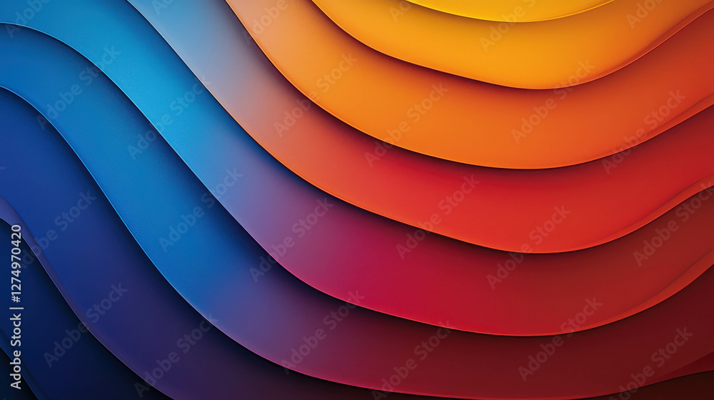 Aufkleber dynamic visual feast with bold colors and layered waves in fluid composition
