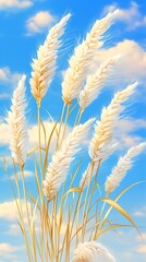 Fluffy grass blowing in the sky
