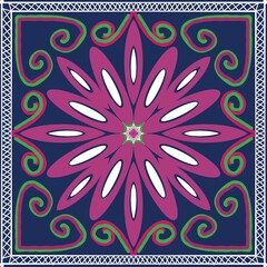 “Colorful Floral Mandala with Ornamental Frame”