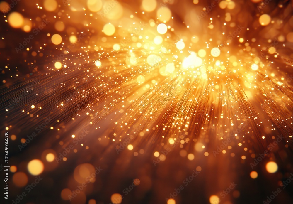 Aufkleber abstract golden light rays with sparkling bokeh effects creating a mystical background suitable for 
