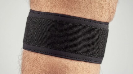 Wearing compression arm band for sports activities indoor gym fitness equipment athletic environment close-up view enhancing performance