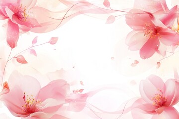 Fototapeta premium Pink floral spring design, flowing fabric background, wedding invitation