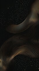 Elegant Gold Waves on Black: A Minimalist Art Deco Design