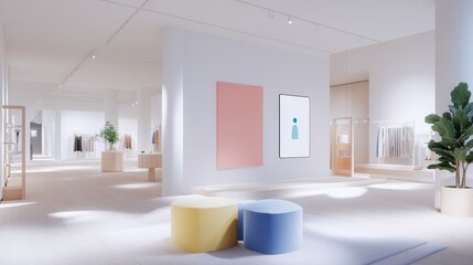 Fototapeta premium Minimalist Fashion Boutique Interior Design: A Serene Shopping Experience