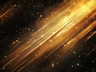 Obraz premium Beautiful Golden Cosmic Background with Stars and Light Rays in Deep Black Space Creating a Stunning Celestial Aesthetic for Artistic Projects