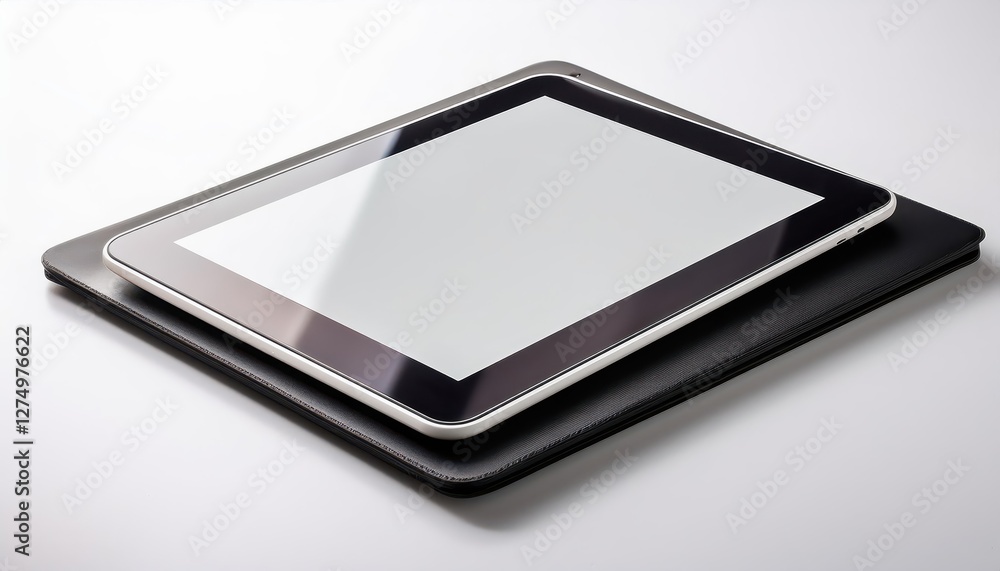 Poster minimalistic empty tablet computer mockup on white background a clean and crisp digital artwork with