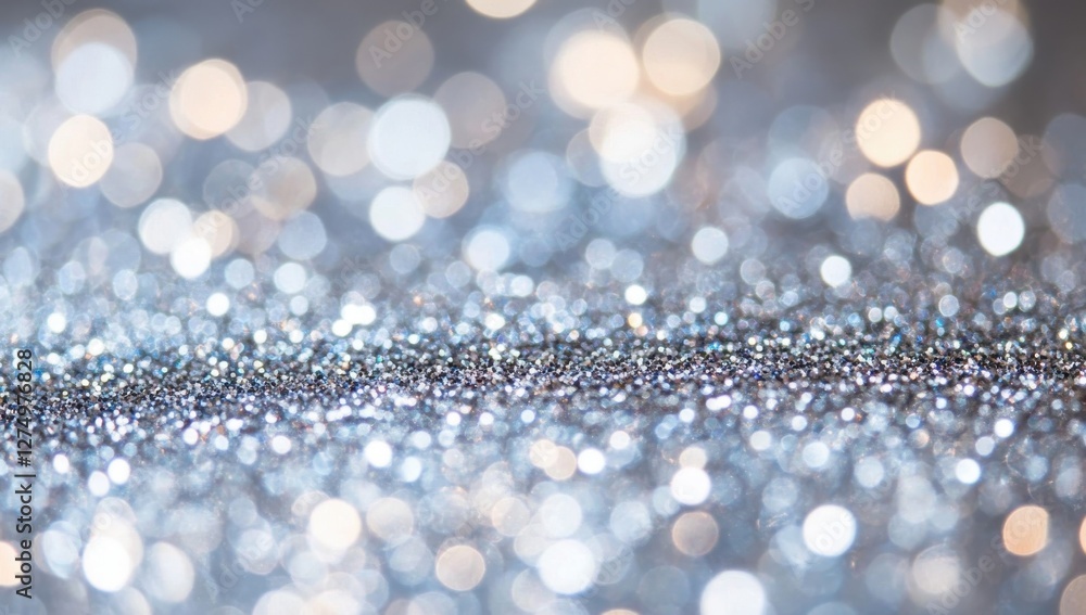 Poster beautiful sparkling bokeh background with blurred light orbs and shimmering textures in silver and w