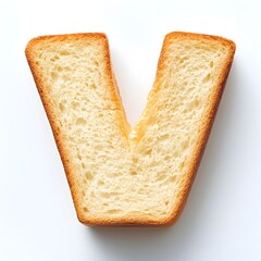 Milk bread shaped as letter V; soft, airy texture; golden crust; delicious bakery treat!