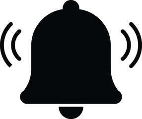 Bell notification icon. Black bell icon isolated on white background