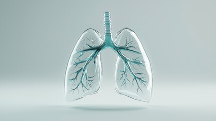Glass lungs showing bronchial tree and trachea on gradient background