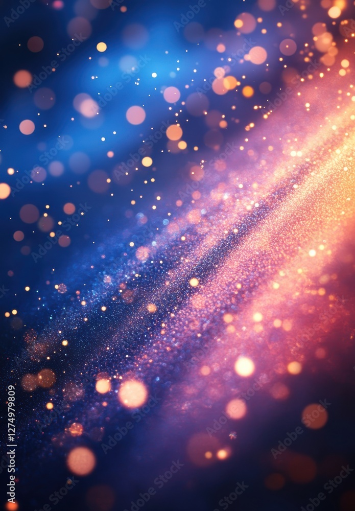 Poster colorful abstract background with shimmering bokeh effect, sparkling glitter, and light rays creatin