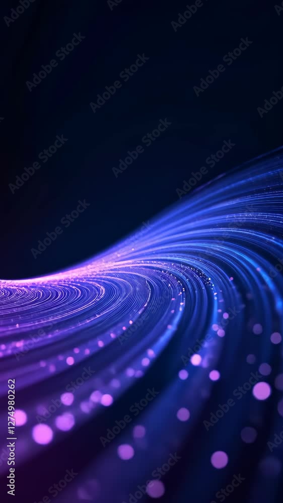 Aufkleber digital visualization of luminous blue and purple particle flux against dark background for futurist