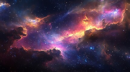 Fototapeta premium colorful cosmic light waves floating in deep space