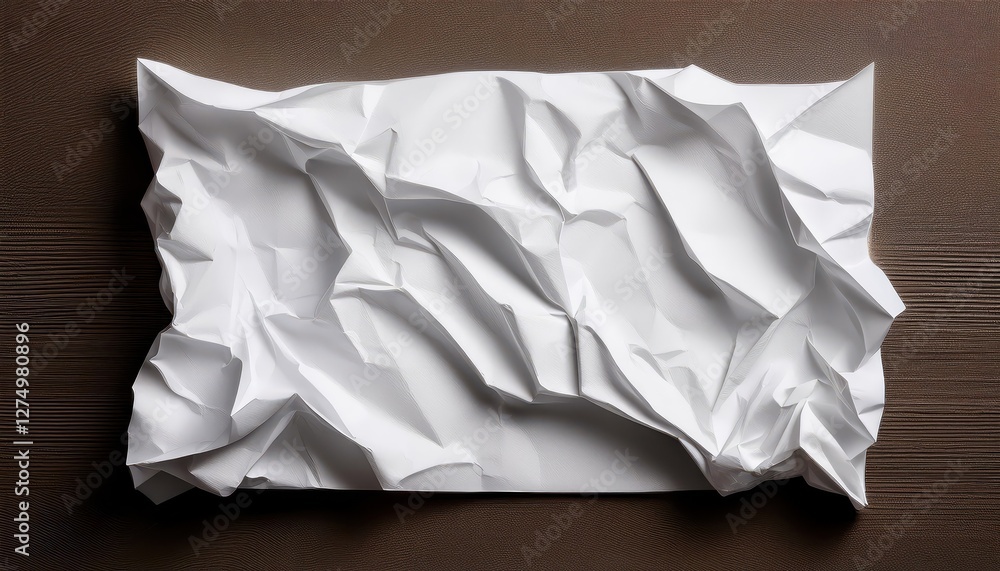 Poster crumpled white paper a study in simplicity, showcasing texture and fold lines, echoing the ethereal 