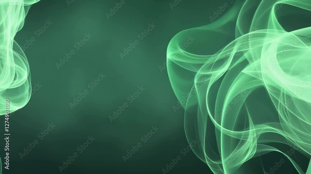 Poster abstract green smoke swirls create mysterious and ethereal atmosphere against dark background with f