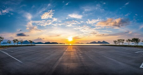 Empty coastal parking lot sunset scenic view (1)