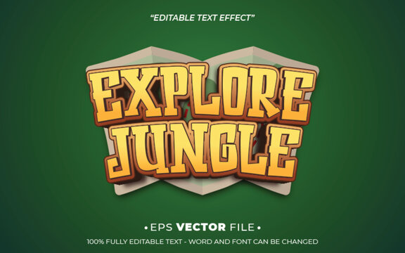 Explore Jungle text effect editable vector template realistic 3d style