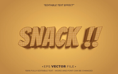 Fototapeta premium Wafer Snack text effect editable vector realistic 3d style