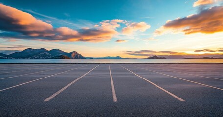 Empty coastal parking lot sunset scenic view (3)