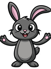 Elegant Black and White Rabbit Vector Illustration, Stylized Bunny Artwork - Hand-Drawn Rabbit Design, Detailed Rabbit Clipart - Wildlife Animal Silhouette Bunny Vector - Perfect for all print items