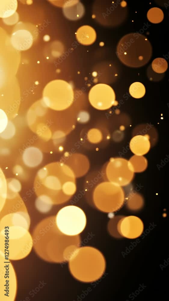 Poster golden particles creating stunning bokeh effect with warm glow and atmospheric ambiance for festive 