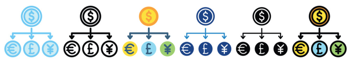 Diversification multi style, mini illustration icon. outline, flat, glyph, line color. For UI, UX, app and web, digital or print. For  education, business, economy, financial theme.