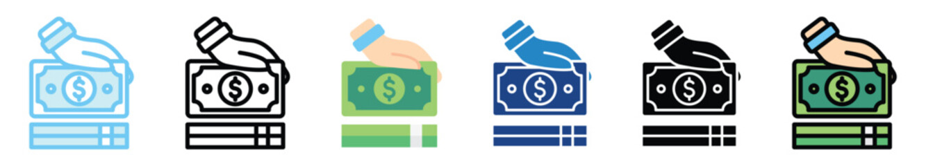 Fund multi style, mini illustration icon. outline, flat, glyph, line color. For UI, UX, app and web, digital or print. For  education, business, economy, financial theme.