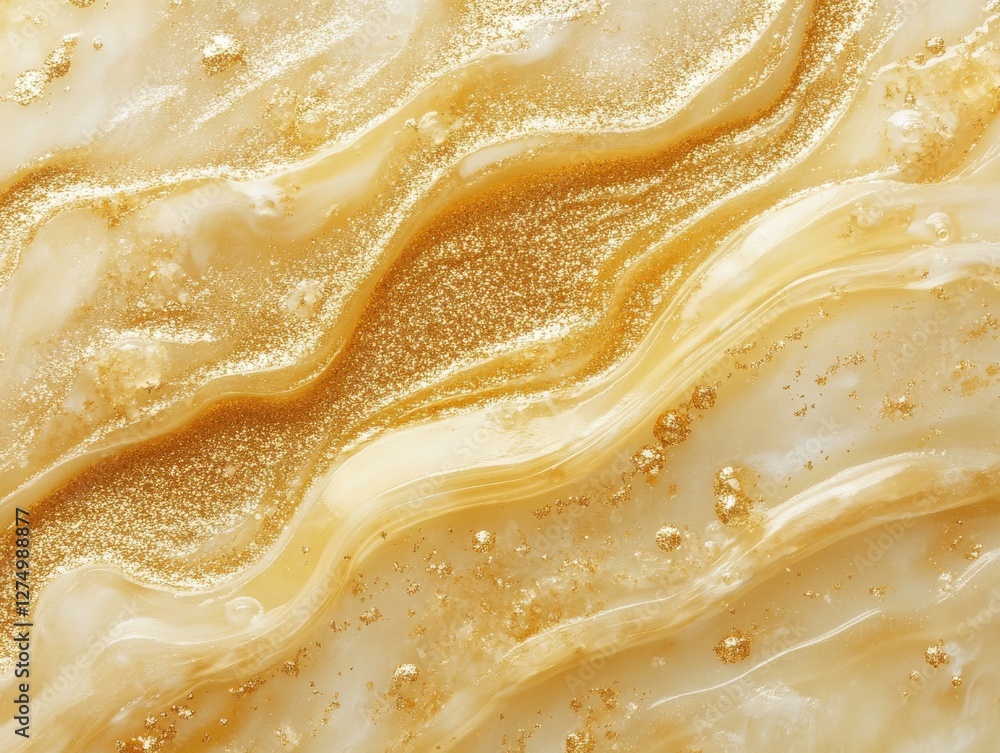 Poster Elegant abstract background with flowing lines and shimmering gold accents on a soft white surface showcasing luxurious texture and visual appeal
